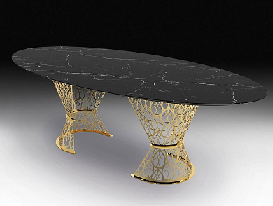 GATSBY Овальный стол из мрамора Nero Marquina VGnewtrend