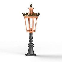 Louvre N° 7; one-piece clear glass E27 105W; Patined lacquered copper