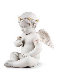 Фарфоровая статуэтка ангела-херувима с цветами Celestial Angel Lladro 01009532