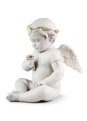 Фарфоровая статуэтка ангела-херувима с цветами Celestial Angel Lladro 01009532