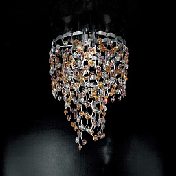 390/3PF CRYSTAL + AMETHYST + AMBER IDL Bottone потолочный светильник с кристаллами и цветным стеклом