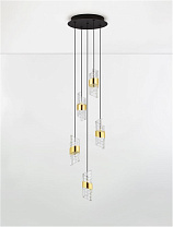 Platinum Gold Metal, Sandy Black Base & Clear Structured Acrylic LED 41 Watt 220-240 Volt 2888Lm 3000K IP20 L:30 H:150cm