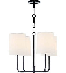BBL5080C-L Visual Comfort Go lightly подвесная люстра с четырьмя абажурами из ткани на чёрном металлическом основании