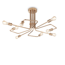 160313 Ideal lux Triumph потолочный светильник из латуни с восемью лампами на компактной арматуре