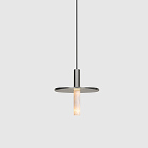 oran pendant kap stone in-nuit, long cylinder, brushed silver