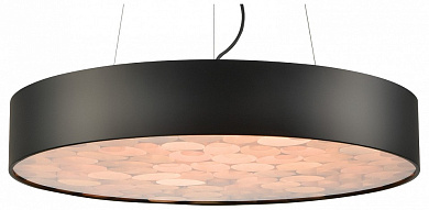 подвесной светильник дисковой формы с матовым рассеивателем и черным корпусом