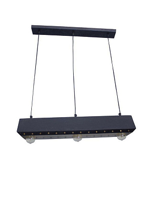 Industrial Black Trapezoid Pendant With Brass Rivets подвесной светильник FOS Lighting Metal-Rivit-Blk-Rectangle-HL3