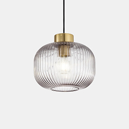 237398 Ideal lux Mint подвесной светильник с дымчатым стеклянным плафоном и латунной фурнитурой