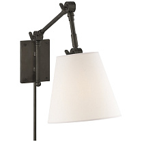Graves Pivoting Sconce бронза с льняным абажуром