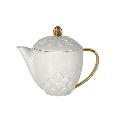 Peacock white & gold teapot чайник, Villari