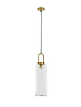 Clear Glass Brass Gold Metal LED E27 1x12 Watt 100- 240 Volt IP20 Bulb Excluded D: 15.5 H: 255 cm