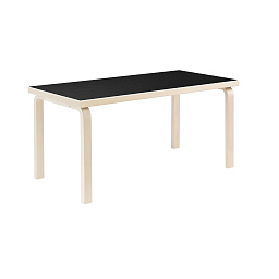 28300283 Artek Aalto 80A Прямоугольный стол с чёрной столешницей и деревянными ножками