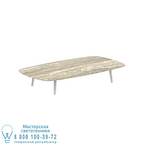 STYLETTO НИЗКИЙ СТОЛ ДЛЯ ГОСТИНОЙ 220x120CM АЛЮМИНИЕВЫЕ НОЖКИ БЕЛАЯ КЕРАМИЧЕСКАЯ СТОЛЕШНИЦА TRAVERTINO Royal Botania