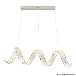 подвесная люстра с волнообразным хрустальным элементом на хромированной штанге