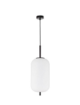Opal Glass Black Metal Black Fabric Wire LED E27 1x12 Watt 100-240Volt IP20 Bulb Excluded D: 22 H: 120 cm