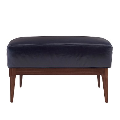 Оттоманка Arteriors Laurette, кожа Indigo и тёмный орех