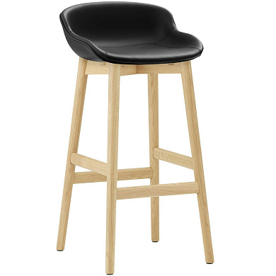 604450 Normann Copenhagen Hyg Барный стул 75 см, черная кожа / дуб