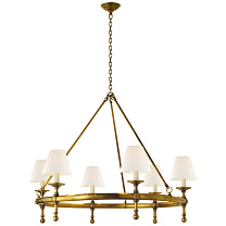 Classic Ring Chandelier полированная старая латунь с льняными абажурами
