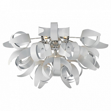 потолочный светильник с белыми изогнутыми лепестками и отражающим основанием