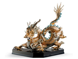 1001973 Lladro High Porcelain фарфоровая композиция с драконом и облаками