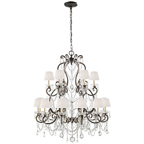 Adrianna Medium Chandelier античное золото с состаренными кристаллами и шелковыми абажурами