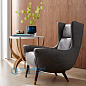 Ophelia Lounge Chair Graphite Leather Dark Walnut мягкое сиденье Arteriors 8107 — фото 1