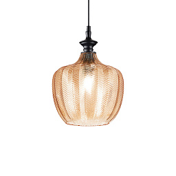 263656 Ideal lux Lord подвесной светильник с янтарным плафоном из гофрированного стекла