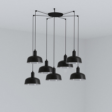 подвесной светильник чёрный с семью плафонами