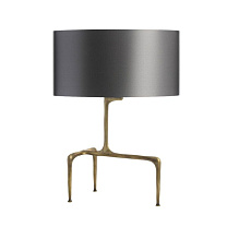 BRAQUE - LAMPE DE TABLE/Base laiton ancien abat-jour gris ardoise