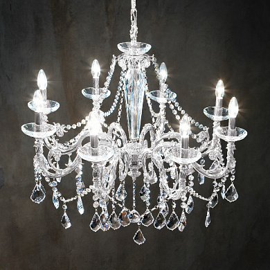 Kolarz CONTARINI CRYSTAL 1299.88.5.SpT люстра хром ø85cm высота 76cm мин. высота 99cm макс. высота 144cm 8 ламп e14