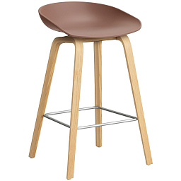 AA003-D147-AA51 Hay About A Stool барный стул с сиденьем мягкого кирпичного оттенка на ножках из лакированного дуба