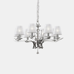 059242 Ideal lux Pegaso подвесная люстра с восемью рожками и тканевыми абажурами белого цвета