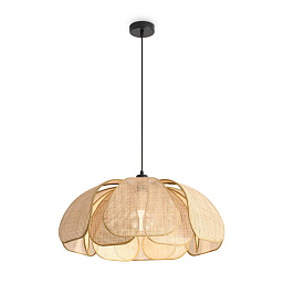 FR5529PL-01B Freya Cocoon подвесной светильник с плафоном в форме цветка из ткани чёрного цвета