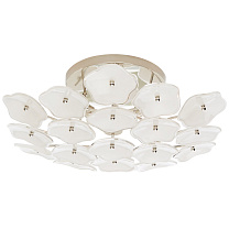 Leighton Medium Flush Mount полированный никель с кремовым тонированным стеклом