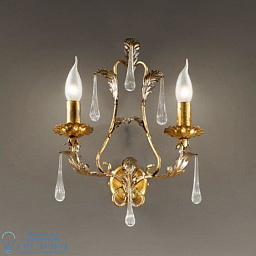 4819/A2 MM lampadari Villa настенное бра на два рожка с хрустальными подвесками и позолоченным основанием