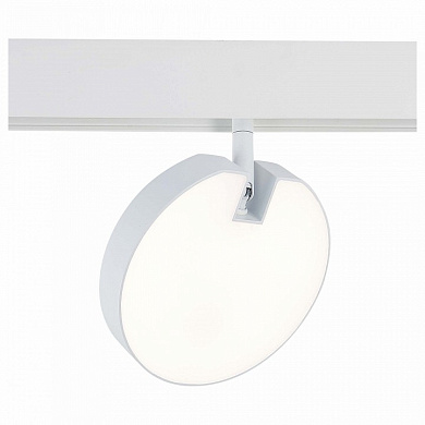 трековый прожектор с плоским круглым плафоном белого оттенка 48V