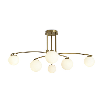 потолочный светильник с шестью сферическими плафонами на металлическом основании