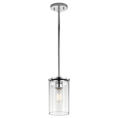 Crosby 10.75" 1 Light Mini Pendant with Clear Glass Chrome подвесной светильник 43996CH Kichler