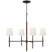 Bryant Large Wrapped Chandelier бронза и седельная кожа с льняными абажурами