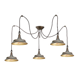 3120.5L Moretti Luce Atelier люстра с пятью металлическими плафонами на подвесных проводах