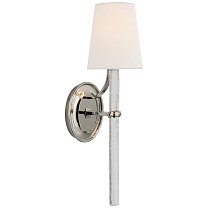 Abigail Large Sconce полированный никель и прозрачное волнистое стекло с льняным абажуром