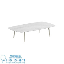 ВЫСОКИЙ СТОЛ STYLETTO ДЛЯ ГОСТИНОЙ 220x120 СМ, АЛЮМИНИЕВЫЕ НОЖКИ, ГРИБ, КЕРАМИКА, СТОЛЕШНИЦА BIANCO STATUARIO Royal Botania