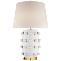 Linden Medium Lamp гипсовый белый с льняным абажуром