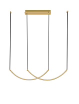 Triac Dimmable Gold Aluminium & Steel K9 Crystal & Black Leather LED 65Watt 220-240Volt 3900Lm IP20 3000K L:117 W:20 H:150 cm