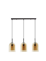 Double Layered Dark Champagne Glass Black Metal Base LED E27 3x12 Watt 100-240 Volt IP20 Bulb Excluded L: 70 W:18 H: 158 cm