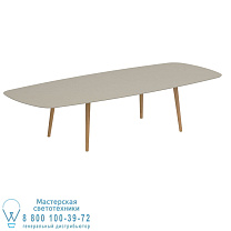 НИЗКИЙ ОБЕДЕННЫЙ СТОЛ STYLETTO 300X120CM НОГИ ИЗ ТИКА, КЕРАМИЧЕСКАЯ ВЕРХНЯЯ ВЕРХНЯЯ СЕРАЯ ЖЕМЧУЖИНА Royal Botania