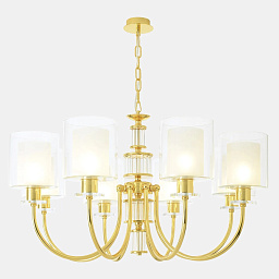 ELENA SP8 GOLD Crystal Lux Elena потолочная люстра с восемью плафонами из стекла на арочной золотой конструкции