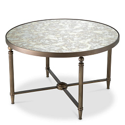 TM0215 Eichholtz Bowery кофейный столик с круглой мраморной столешницей и металлическим каркасом