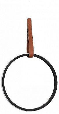 подвесной светильник с крупным кольцом и подвесом из дерева и металла