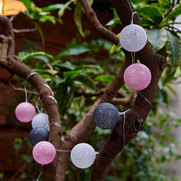 UL-00011593 Copper Wire lamp Cotton balls-1 Гирлянда на солнечных батареях